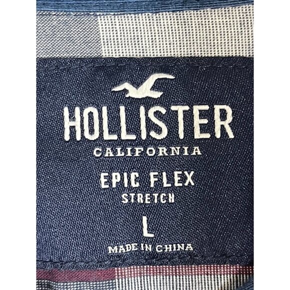 Hollister Plaid Shirt L Red Preppy Classic Festive Holiday Retro Grunge Y2K 90s - Picture 2 of 10